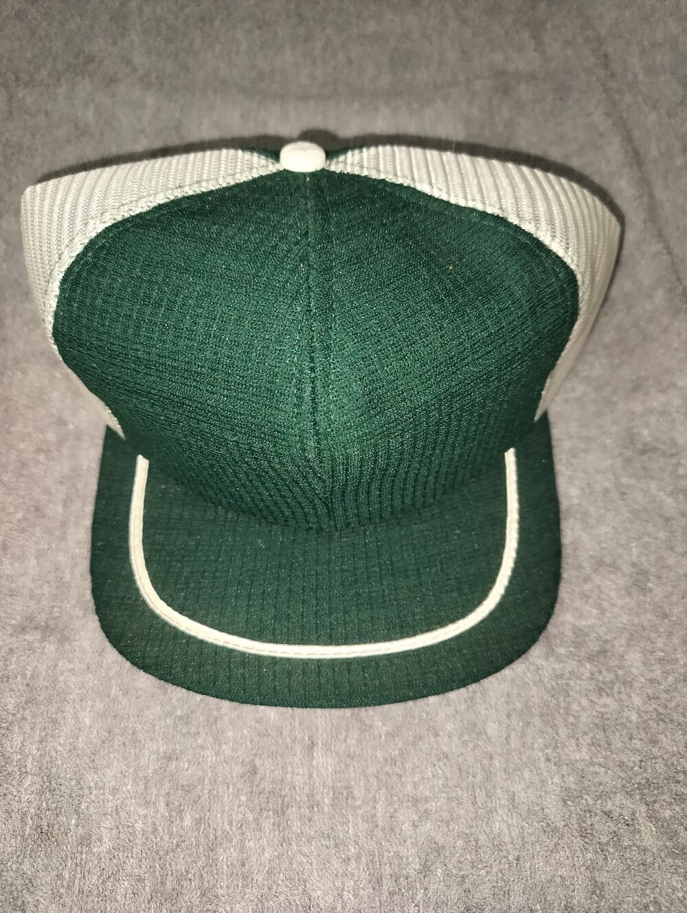 Vintage Snap A Tab Blank Trucker Hat-Green & White Mesh Snapback -Made in USA